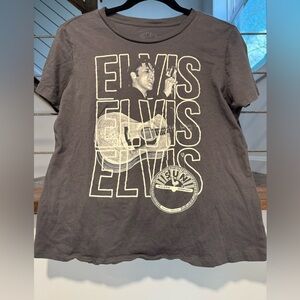 Elvis Graphic Tee - Black with Cream Print women’s medium